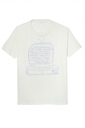 Camiseta TV Azul - Branca - Baby Look