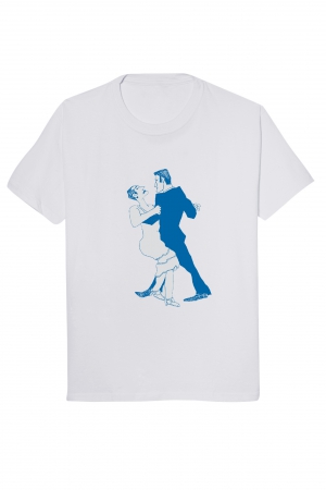Camiseta casal azul - Branca - Baby Look