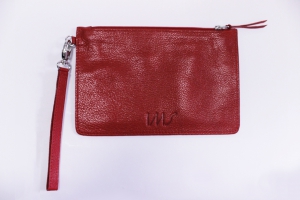 Necessaire vermelha em couro com alça
