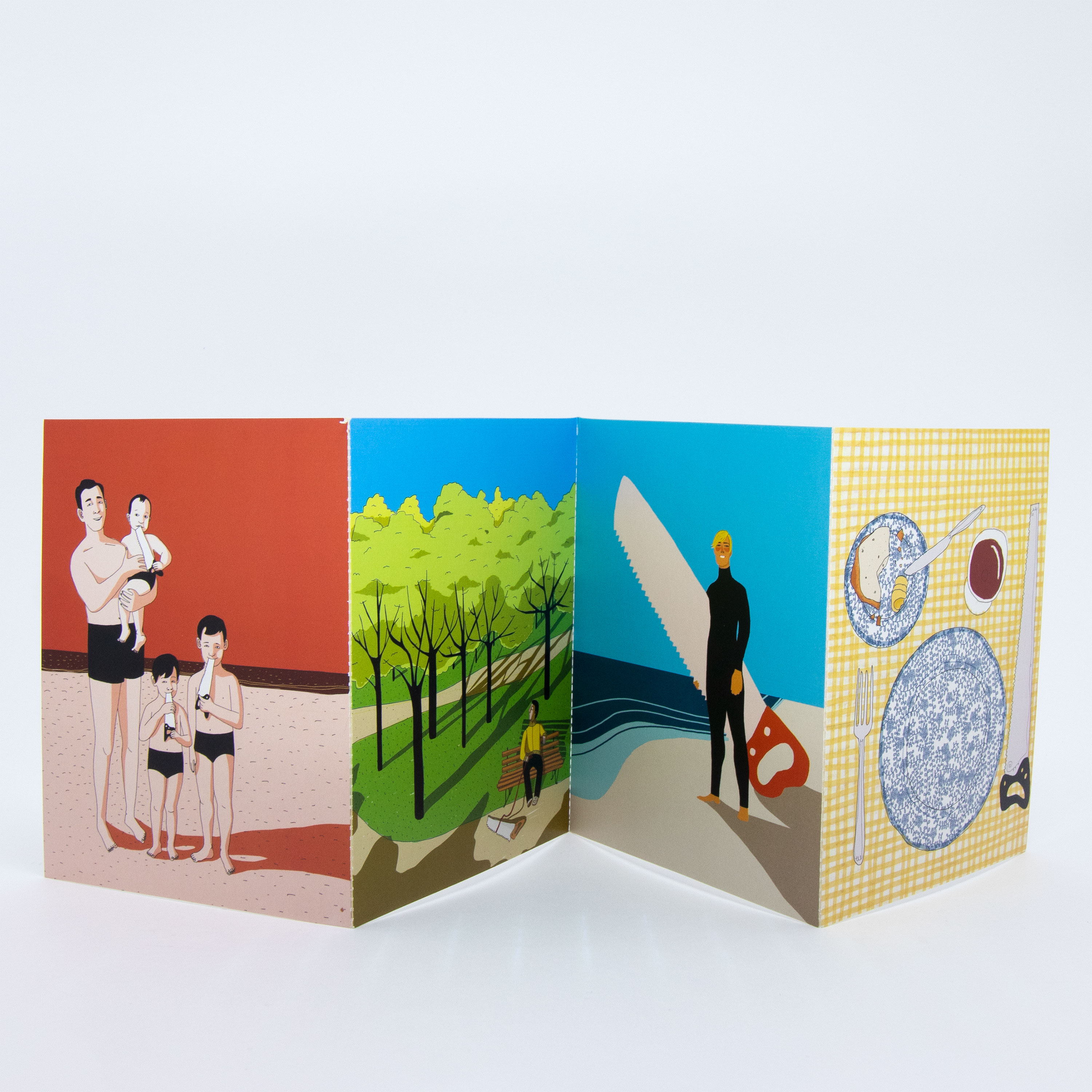 Kit com 4 cartões-postais, linha serrote